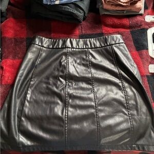 Faux Leather Black A-Line Mini Skirt